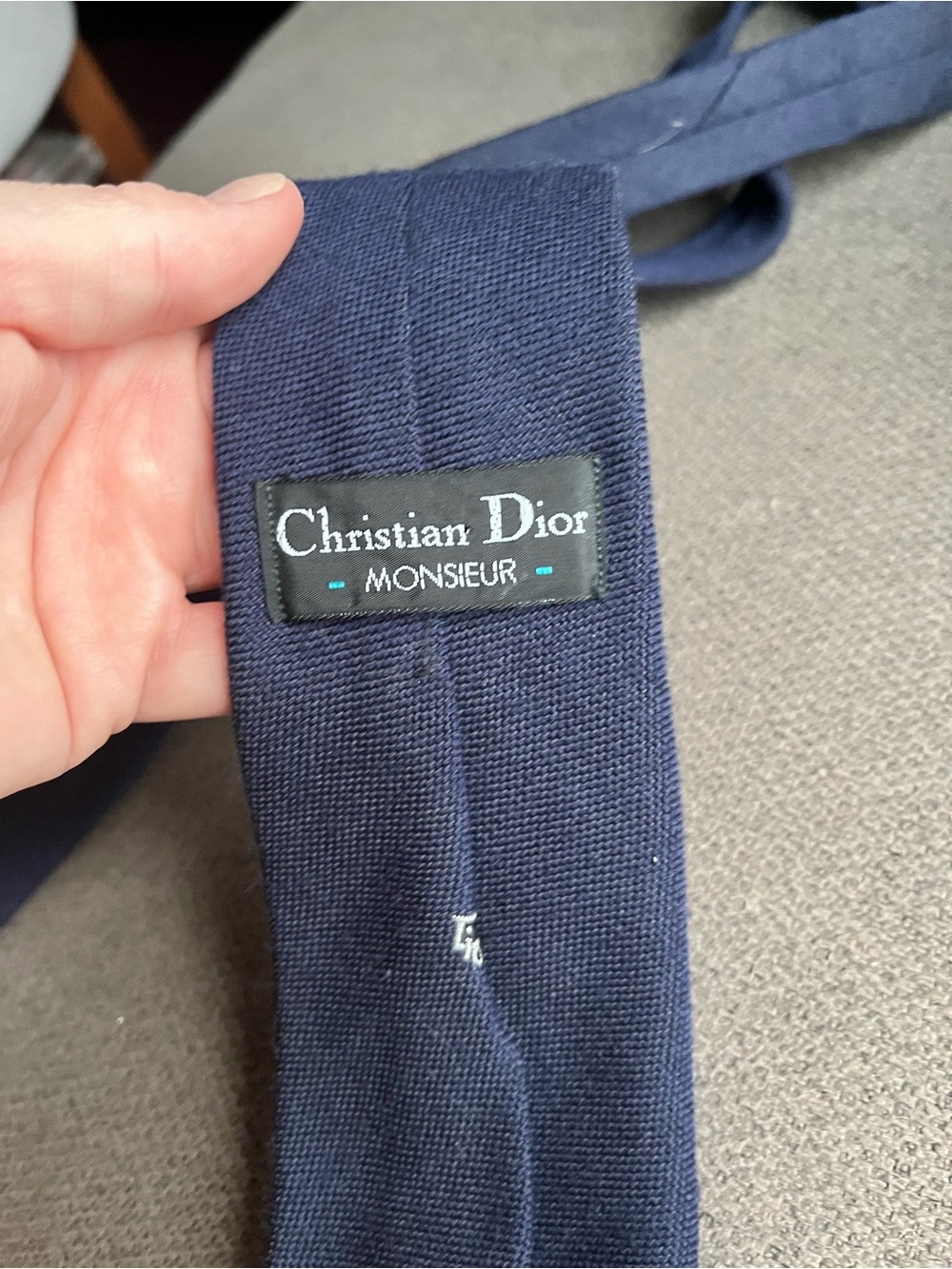 Vintage Dior Logo Navy Blue Men's Tie